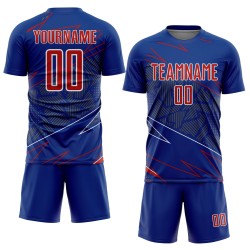 Jersey Custom Soccer Red-White Royal Sports Uniform Lines Sublimation